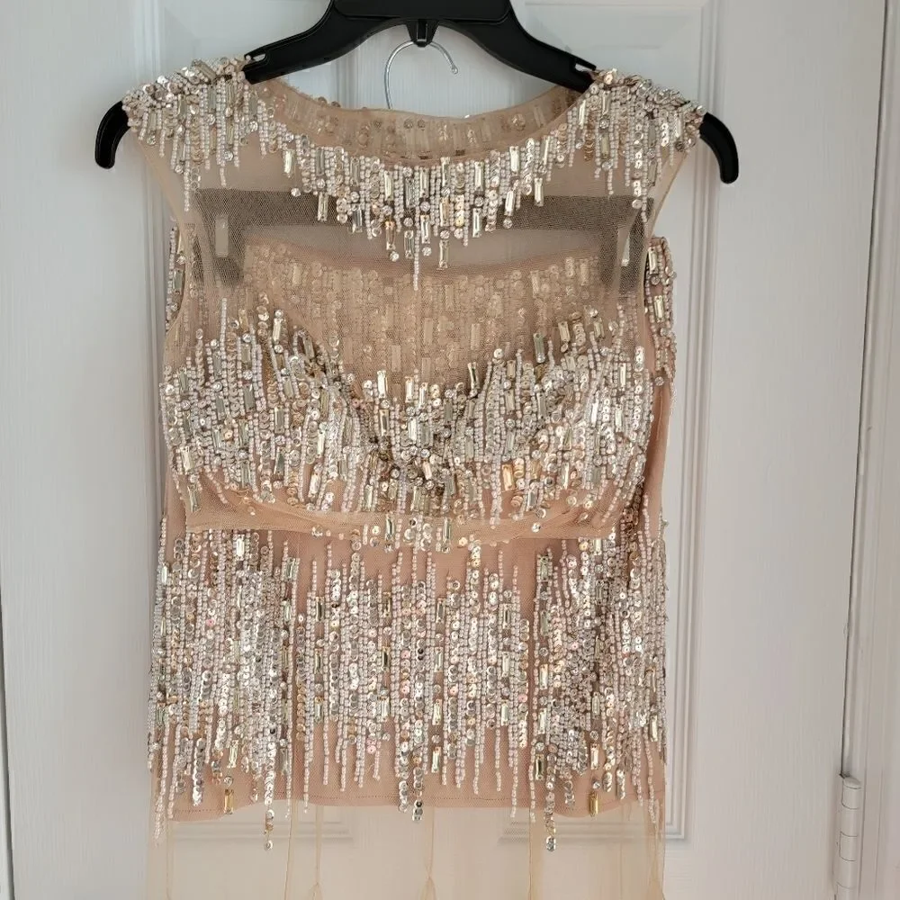 Rhinestone Tulle Prom 2 Piece Dress 0